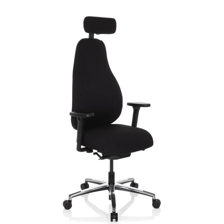 High-End-Bürostuhl RESISTIO mit schwarzem Bezug, Kopfstütze und Armlehnen von hjh OFFICE