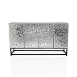 Kommode METALLIO med sølvfarvede, strukturerede fronter på et sort metalstel fra hjh LIVING