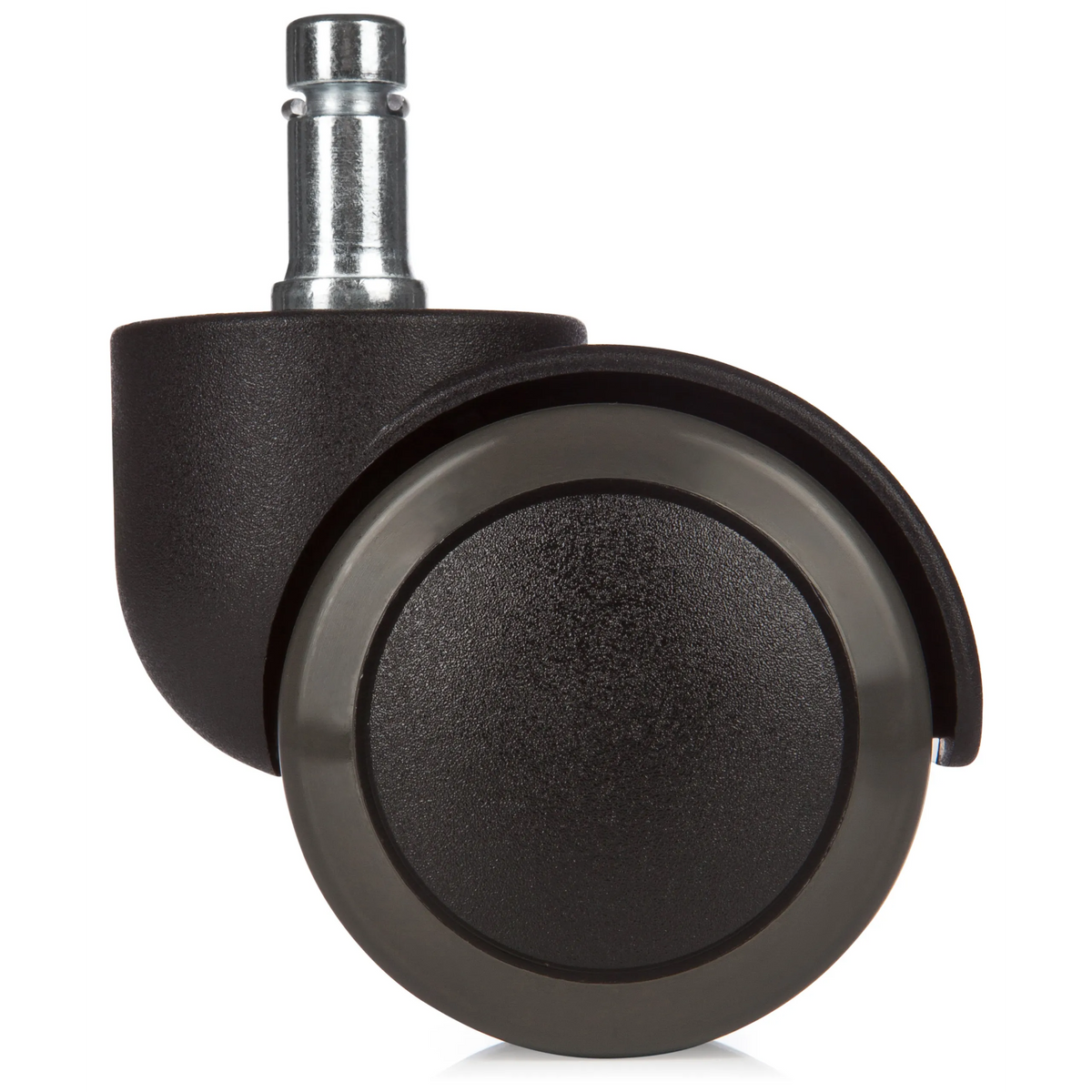 Sorte stolehjul 5x ROLO 10mm/50mm til hårde gulve med metalstift fra hjh OFFICE – 360-graders visning (bagfra 180°)