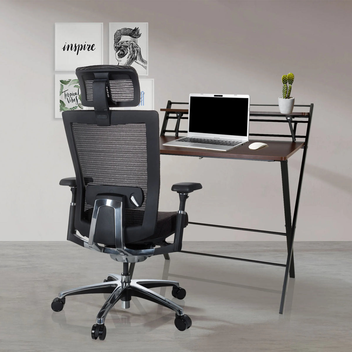 Sort High End kontorstol NOVA PRO I med nakkestøtte og mesh-ryglæn fra hjh OFFICE