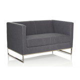 Mørkegrå Loungesofa BARBADOS som to-personers sofa med metalstel fra hjh OFFICE – 360-graders visning (skråt bagfra 120°)