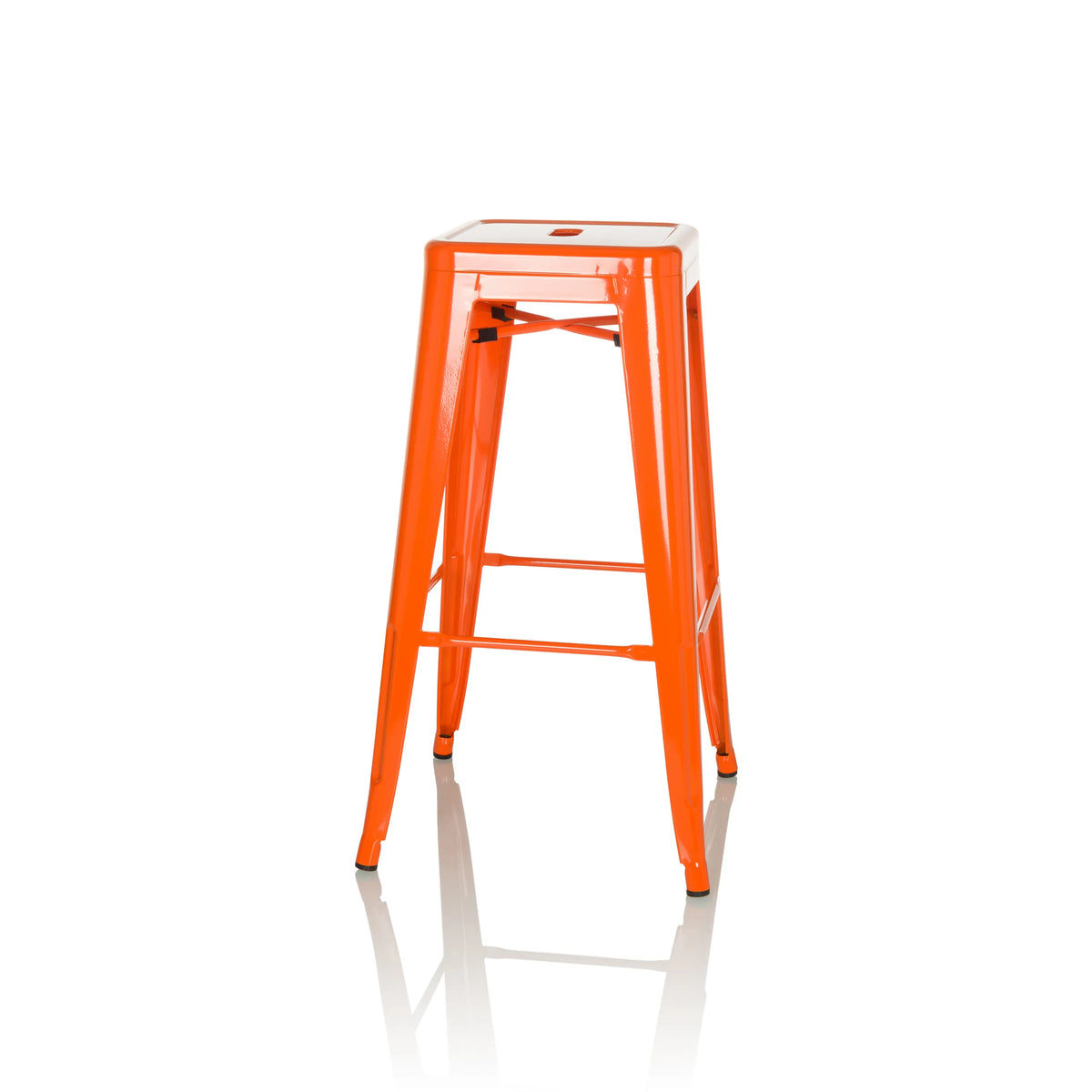 Orange Barstol VANTAGGIO HIGH med fire ben og integrerede fodstøtter fra hjh OFFICE – 360-graders visning (sideprofil 75°)