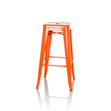 Orange Barstol VANTAGGIO HIGH med fire ben og integrerede fodstøtter fra hjh OFFICE – 360-graders visning (sideprofil 75°)