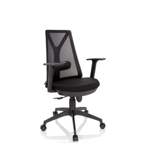 Home Office kontorstol FALUN BASIC i sort med netryglæn og armlæn fra hjh OFFICE