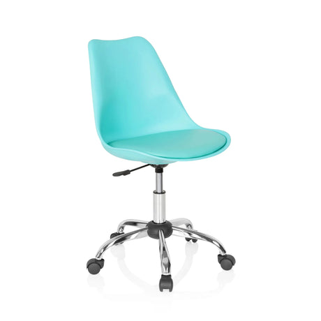 Home Office kontorstol FANCY PRO i turkis med forkromet fodkryds og hjul fra hjh OFFICE