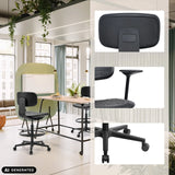 Sort TOP WORK B diskstol med fodring og hjul i forskellige visninger fra hjh OFFICE (AI-genereret billede)