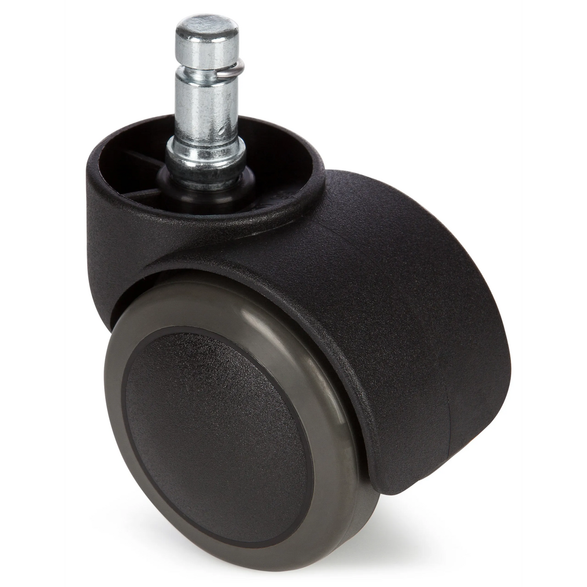 Sorte stolehjul 5x ROLO 10mm/50mm til hårde gulve med metalstift fra hjh OFFICE – 360-graders visning (forfra 0°)