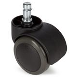 Sorte stolehjul 5x ROLO 10mm/50mm til hårde gulve med metalstift fra hjh OFFICE – 360-graders visning (forfra 0°)