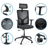 Home Office kontorstol BRETON B i sort med justerbar nakkestøtte og armlæn fra hjh OFFICE