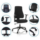Justerbare funktioner på Professionel kontorstol MATHES i sort fra hjh OFFICE