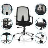 Home Office kontorstol SEDIOLO B i sort med forskellige detaljevisninger af funktionerne fra hjh OFFICE