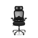 Sort XXL drejestol INSTRUCTOR T I PRO med netryg og femstjernet fodkryds med hjul fra hjh OFFICE – 360-graders visning (forfra 0°)