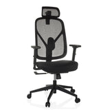 Sort Professionel kontorstol RALOO ECO med netryg og femstjernet fodkryds med hjul fra hjh OFFICE – 360-graders visning (forfra 15°)