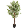 Kunstige plante FICUS med grøn-hvide panacherede blade i en sort potte fra hjh OFFICE