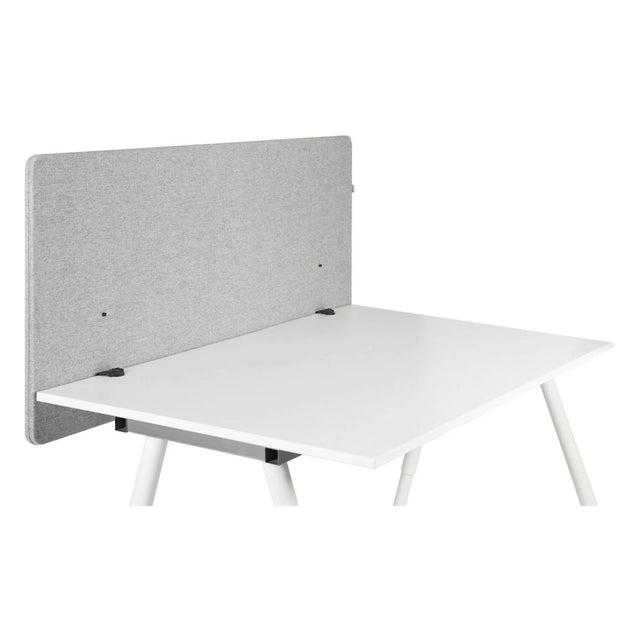 Bordopdeler FLEXMIUT D 120 i lysegrå meleret look på et hvidt skrivebord fra hjh OFFICE