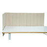 Beige bordopdeler FLEXMIUT ROLL med lodret quiltning på et hvidt skrivebord fra hjh OFFICE