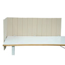 Beige bordopdeler FLEXMIUT ROLL med lodret quiltning på et hvidt skrivebord fra hjh OFFICE