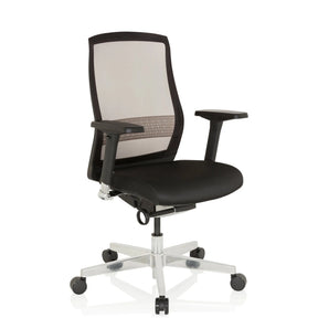 High End kontorstol FOUNTAINE i sort med netryglæn og poleret fodkryds fra hjh OFFICE