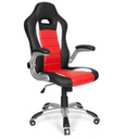 Gamingstuhl GAME SPORT in Schwarz und Rot mit silbernen Armlehnen und Rollenfuß von hjh OFFICE