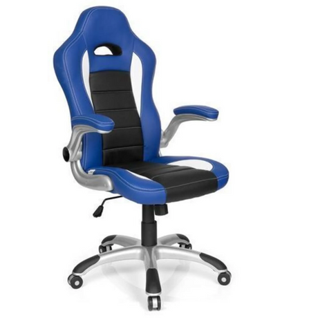 Spillestol GAME SPORT i blå og sort med sølvfarvet fodkryds fra hjh OFFICE