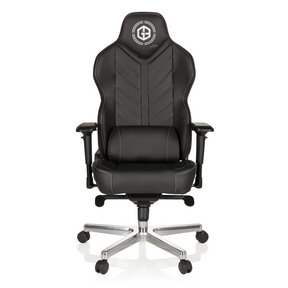 Sort Spillestol GAMEBREAKER COLOSSUS med kunstlæderbetræk og poleret stjernefod fra hjh OFFICE