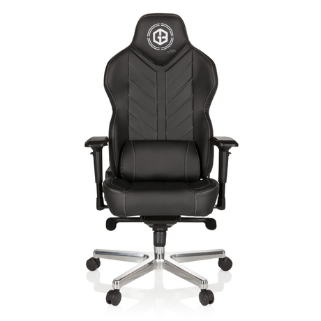Sort Spillestol GAMEBREAKER COLOSSUS med kunstlæderbetræk og poleret stjernefod fra hjh OFFICE