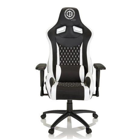 Spillestol GAMEBREAKER SX 04 i sort-hvid med rudestikninger og armlæn fra hjh OFFICE