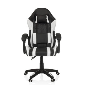 Spillestol GAMEBREAKER W02 i sort-hvid med nakke- og lændepuder samt hjul fra MyBuero