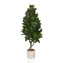 Kunstige plante Garcinia med grønne blade i en cremefarvet potte fra hjh OFFICE