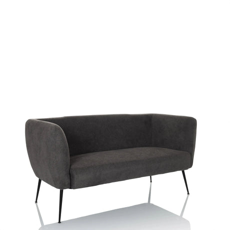 Grå loungesofa HAYRIVER med stofbetræk og fire slanke sorte metalben fra hjh LIVING