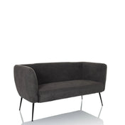 Grå loungesofa HAYRIVER med stofbetræk og fire slanke sorte metalben fra hjh LIVING