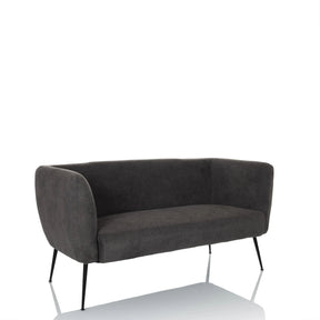 Grå loungesofa HAYRIVER med stofbetræk og fire slanke sorte metalben fra hjh LIVING