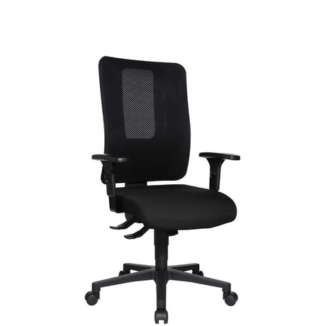 Professionel kontorstol HJH WORK PRO i sort med netryglæn og armlæn fra Topstar