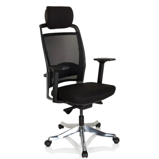 Professionel kontorstol IKAST I i sort med netryglæn og nakkestøtte fra hjh OFFICE