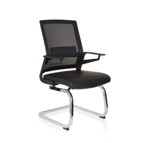 Sort Frisvinger INVENTOR V PRO med netryglæn, armlæn og forkromet sledestel fra hjh OFFICE