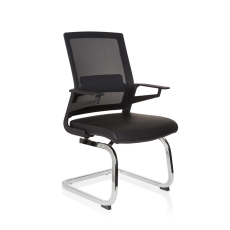 Sort Frisvinger INVENTOR V PRO med netryglæn, armlæn og forkromet sledestel fra hjh OFFICE