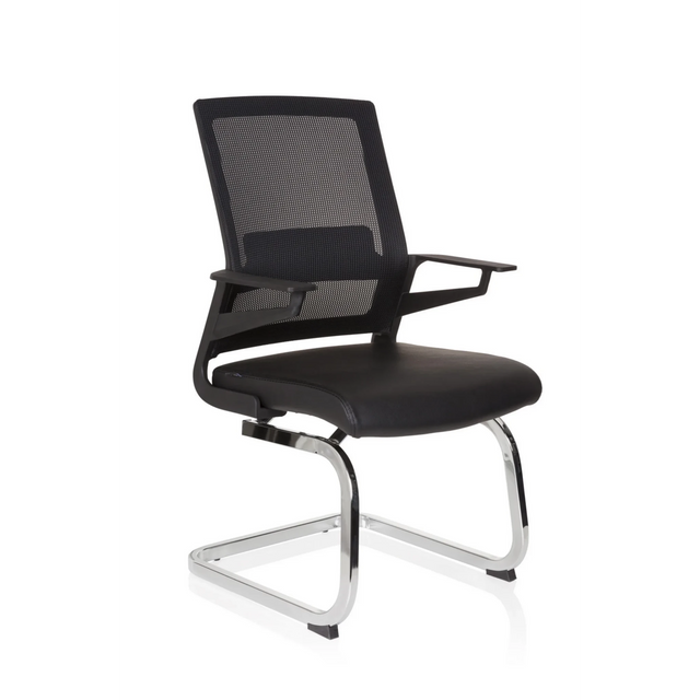Sort Frisvinger INVENTOR V PRO med netryglæn, armlæn og forkromet sledestel fra hjh OFFICE