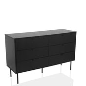 Sort Skænk KARBY S med rillede fronter og seks skuffer fra hjh LIVING