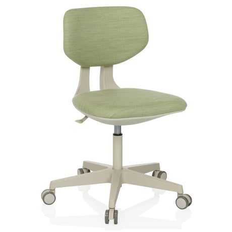 Snurrestol til børn KID CLASSIC med grønt stofbetræk og beige stjernefod med hjul fra hjh OFFICE