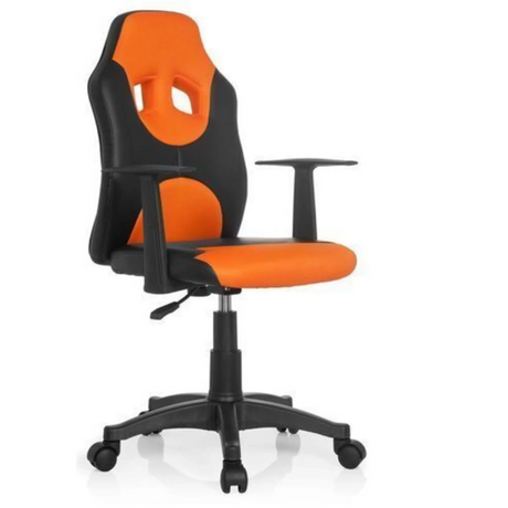 Snurrestol til børn KID GAME AL i sort-orange med armlæn og hjul fra hjh OFFICE