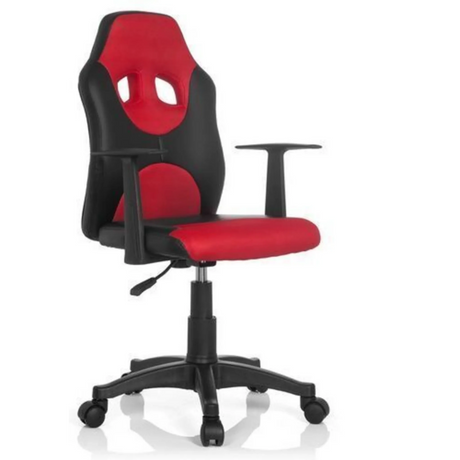 Snurrestol til børn KID GAME AL i sort-rød med armlæn og hjul fra hjh OFFICE
