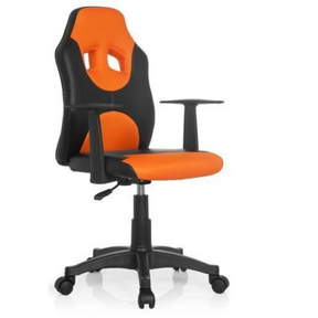 Snurrestol til børn KID GAME AL i sort-orange med armlæn og hjul fra hjh OFFICE