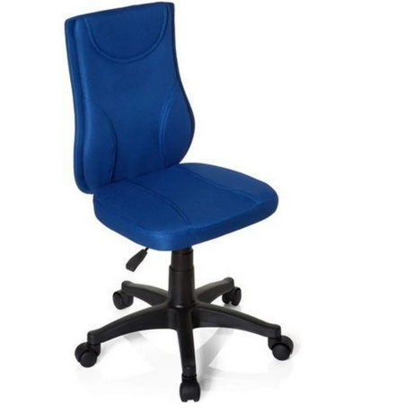 Blå Drejestol til børn KIDDY BASE med stofbetræk og sort stjernefod med hjul fra hjh OFFICE