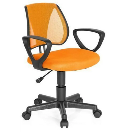 Snurrestol til børn KIDDY CD i orange med netryglæn og sorte armlæn fra hjh OFFICE