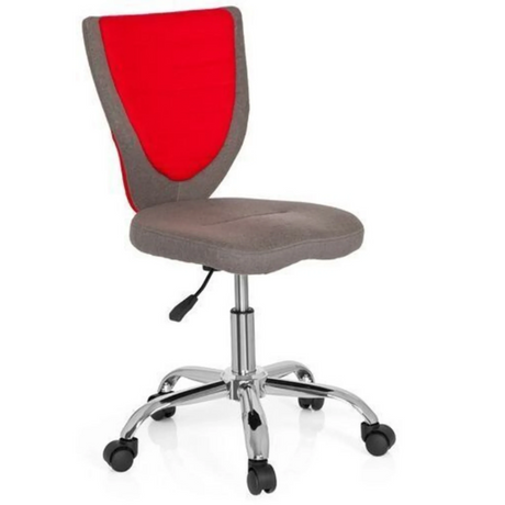 Snurrestol til børn KIDDY COMFORT i grå og rød med blank metalfod og hjul fra hjh OFFICE