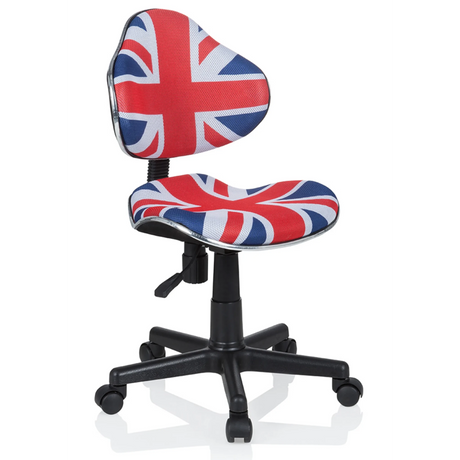 Kontorstol til børn KIDDY GTI-2 med Union Jack-mønster i blå, rød og hvid fra hjh OFFICE