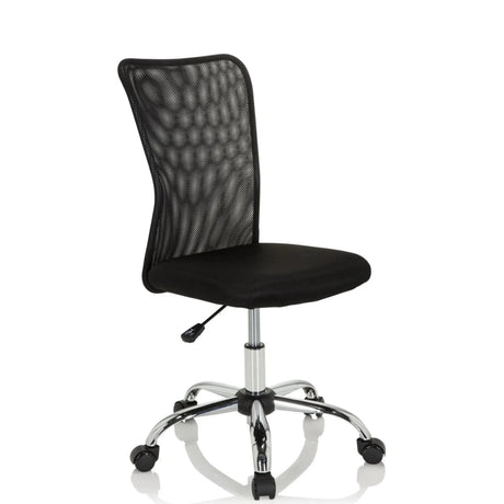 Sort Drejestol til børn KIDDY NET I med mesh-ryglæn og blankt fodkryds fra hjh OFFICE