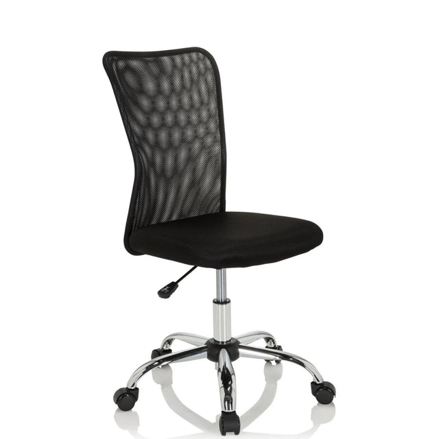 Sort Drejestol til børn KIDDY NET I med mesh-ryglæn og blankt fodkryds fra hjh OFFICE