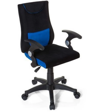 Drejestol til børn KIDDY PRO AL i sort og blå med armlæn og hjul fra hjh OFFICE
