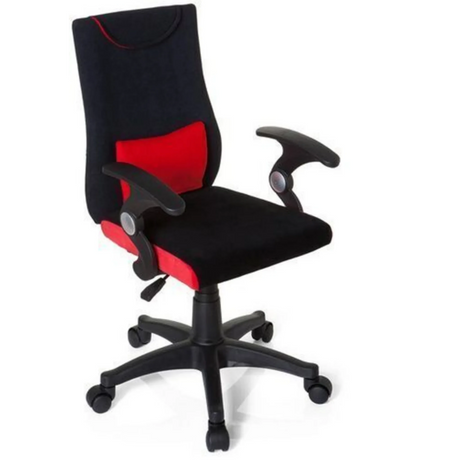 Drejestol til børn KIDDY PRO AL i sort og rød med armlæn og stjernefod med hjul fra hjh OFFICE